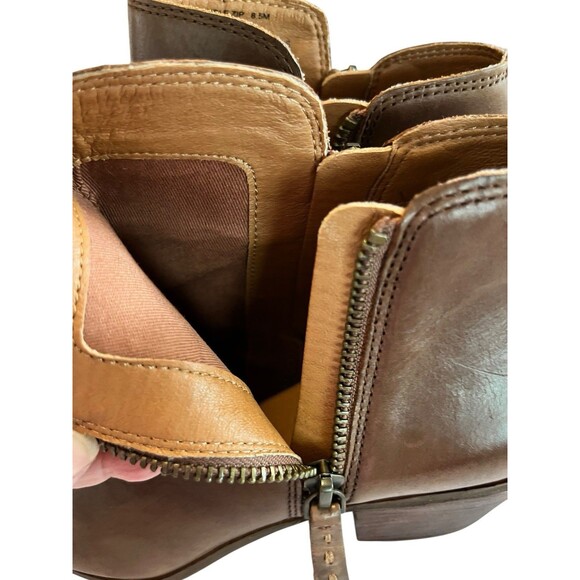 Frye Boots Ankle Booties Judith Leather Block Heel Double Zip Sz 8.5 brown - Picture 6 of 11